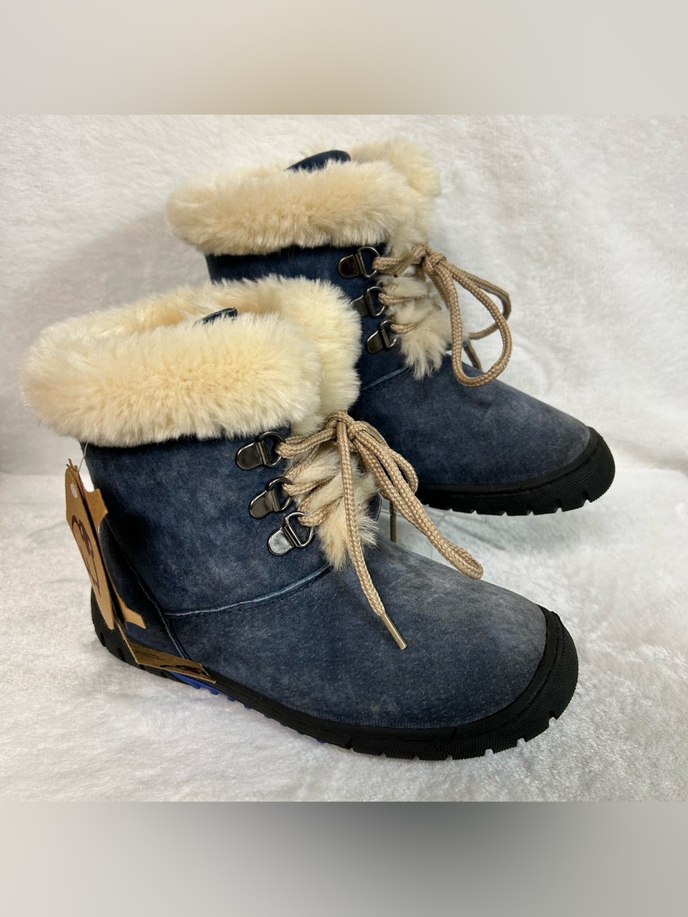 Lamo Kids Girls Boots Size 1 Blue Leather Lined